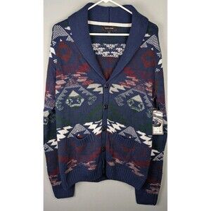 Adam Levine Cardigan Medium Aztec Southwestern Grandpa Button Up Sweater Pockets